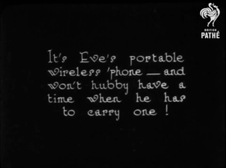 Title card from a 1922 film reel describing a “wireless phone” that’s actually just a radio (British Pathe)